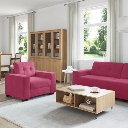Weinrot Samt Sofagarnitur 3-TLG. mit Schlaffunktion