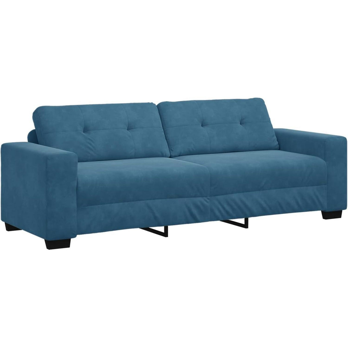 3-TLG. Samt Sofagarnitur Blau – Modernes Wohnzimmer Set