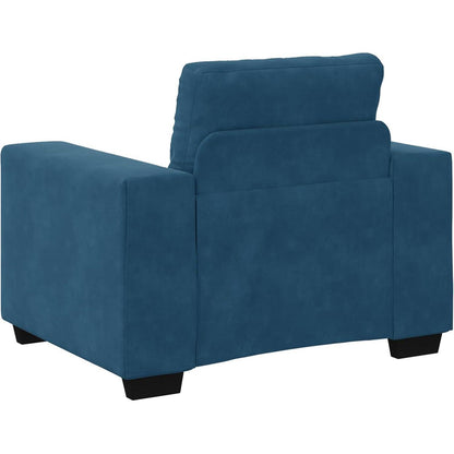 3-TLG. Samt Sofagarnitur Blau – Modernes Wohnzimmer Set