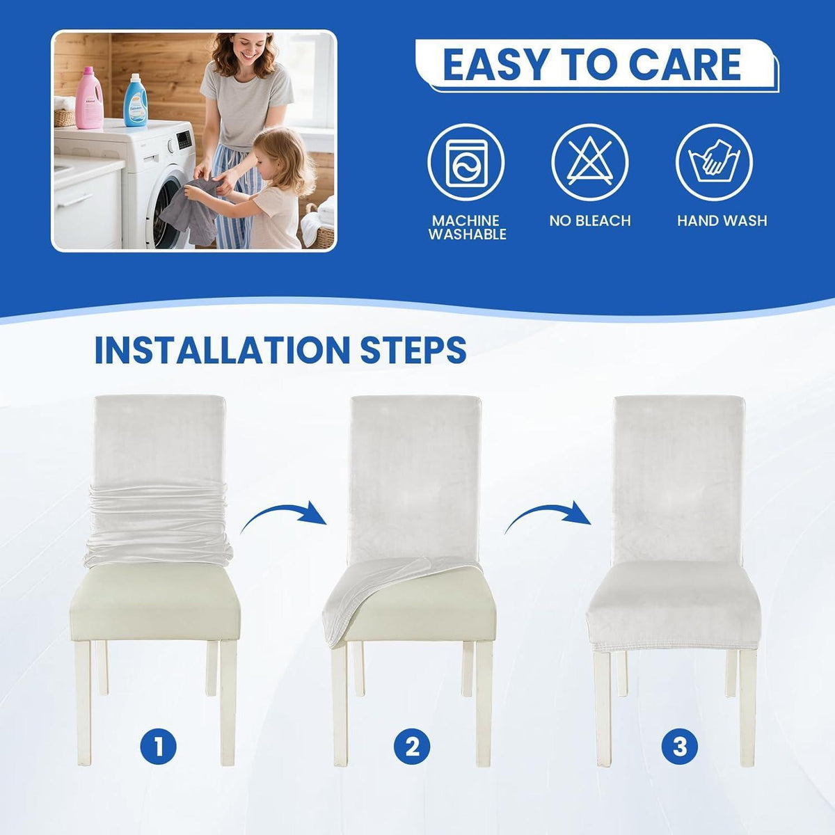 Samt Stuhlhussen 2er Set – Stretch, Waschbar & Kratzfest