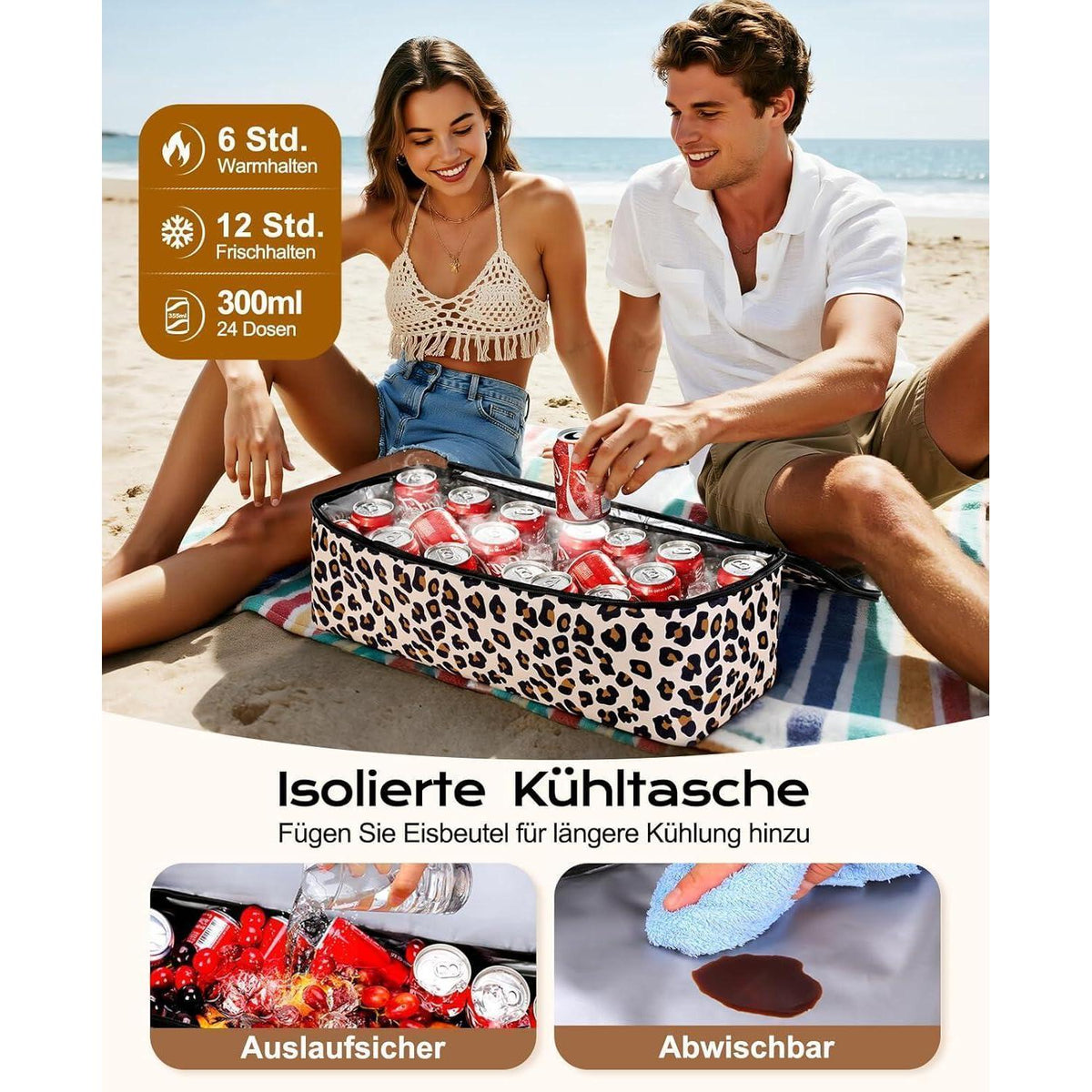 XXL Strandtasche Familie mit Kühltasche & Reißverschluss