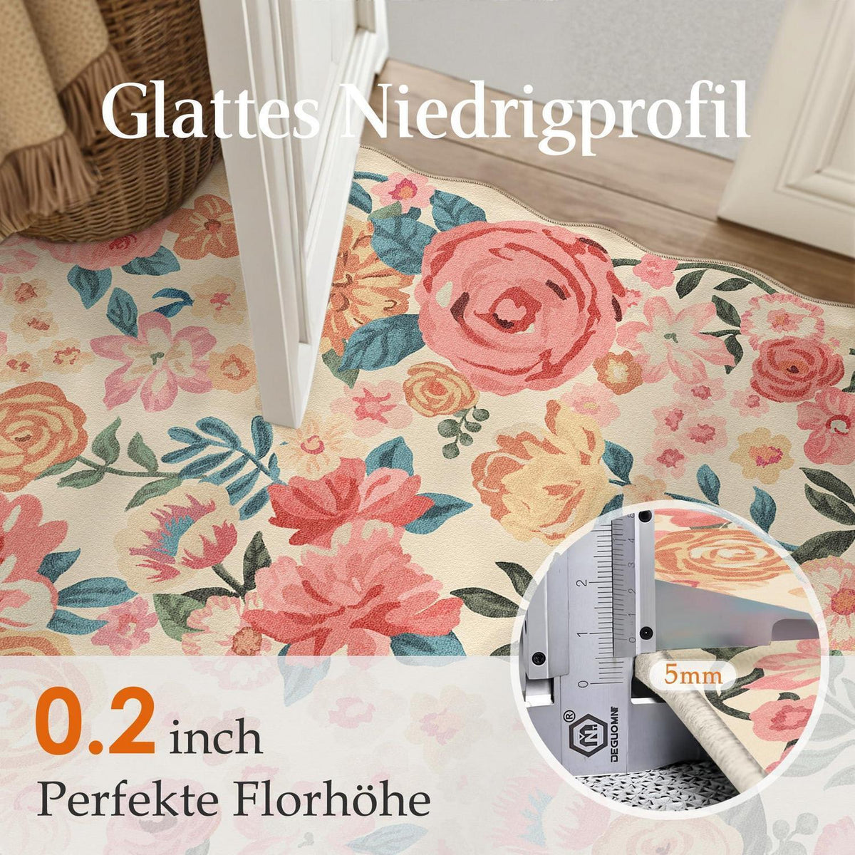 Wellenmuster Teppich Beige 160x230cm – Waschbarer Wohnteppich