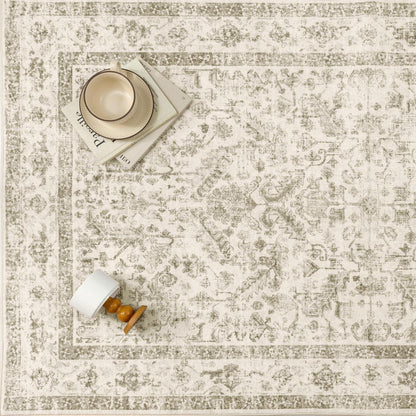 Vintage Teppich Beige 160x230cm – Waschbar & Rutschfest