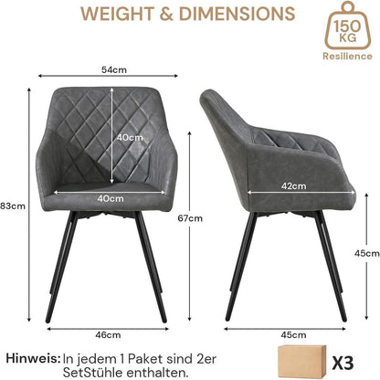 Drehbarer Esszimmerstuhl mit Armlehne – 6er Set, Hellgrau