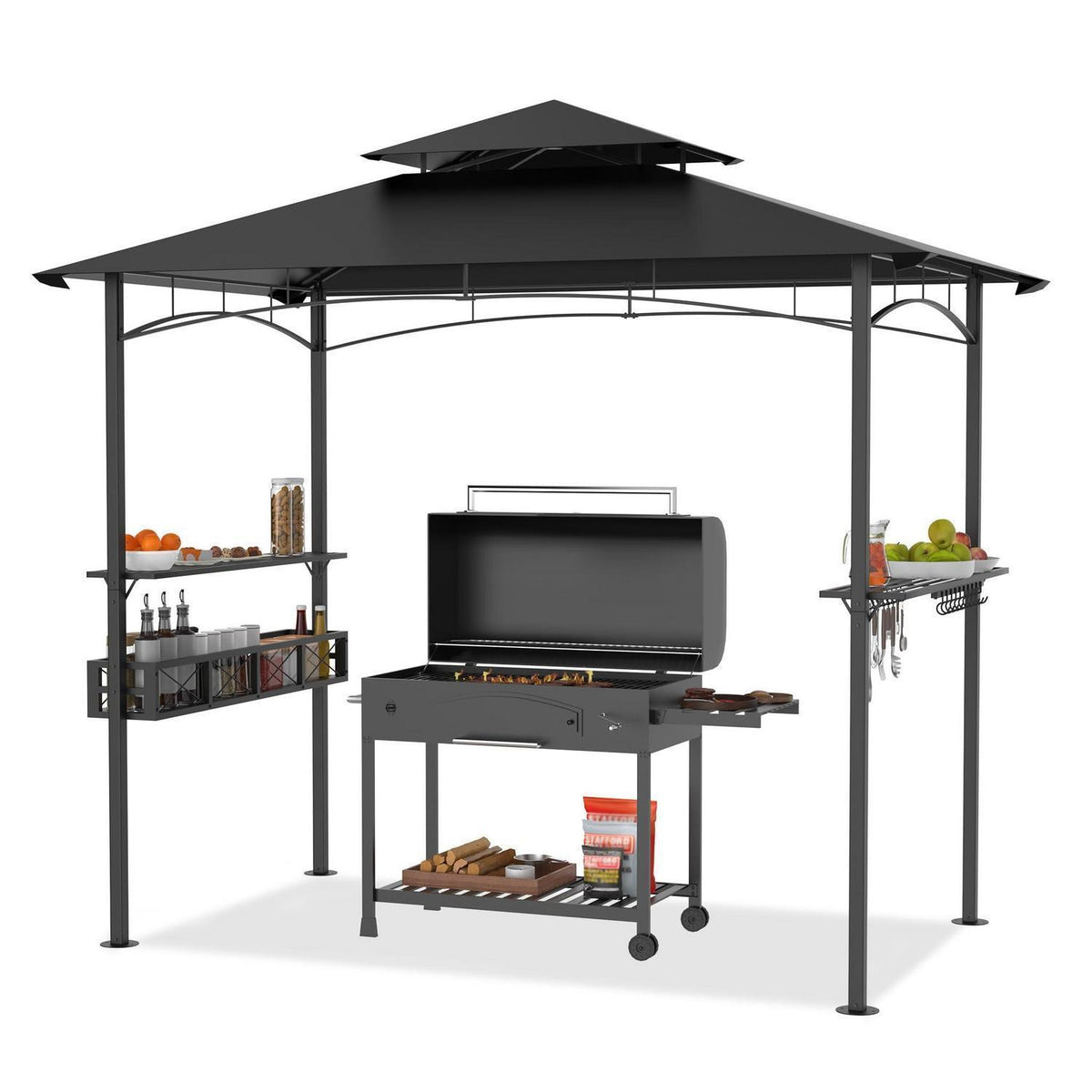 Grillpavillon 245x153cm mit Doppeldach & Stauraum
