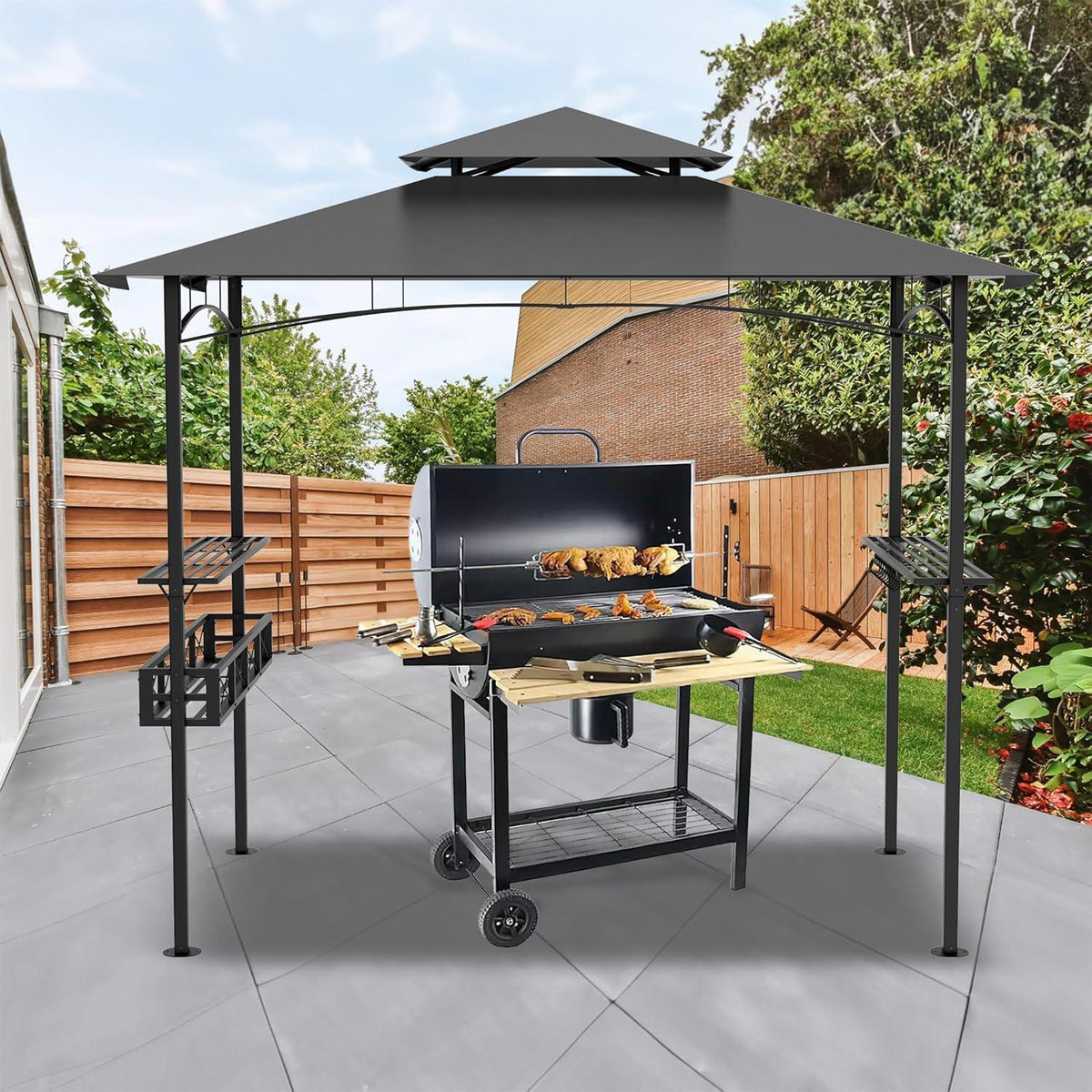 Grillpavillon mit Doppeldach & Stauraum – 245x153x250 cm