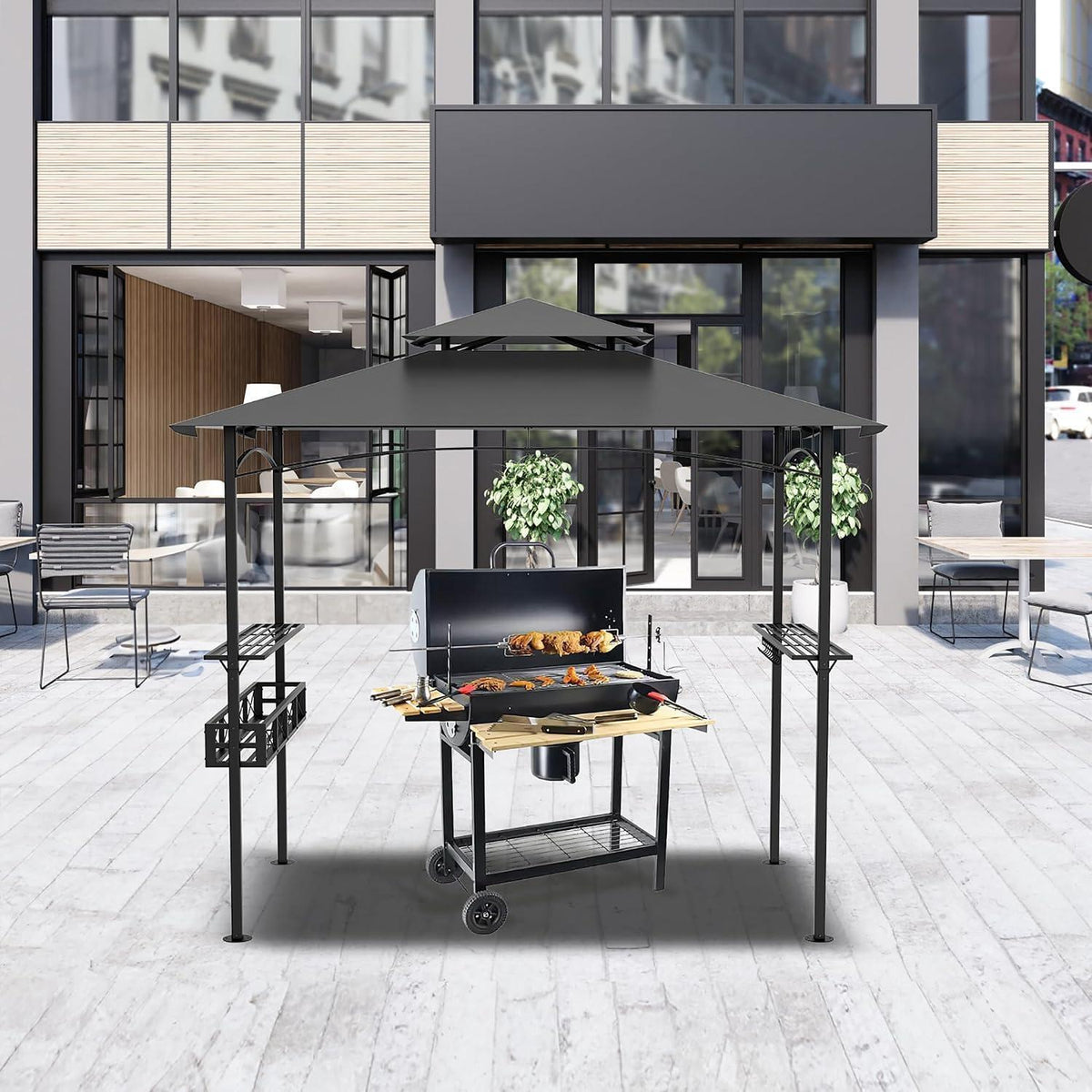 Grillpavillon mit Doppeldach & Stauraum – 245x153x250 cm