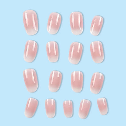 24 Press-On Nägel Milchig-Pink French Design Mittel Lang