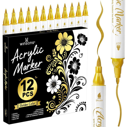 Acrylmarker Gold 12er Set – Permanentstifte zum Schreiben & Malen