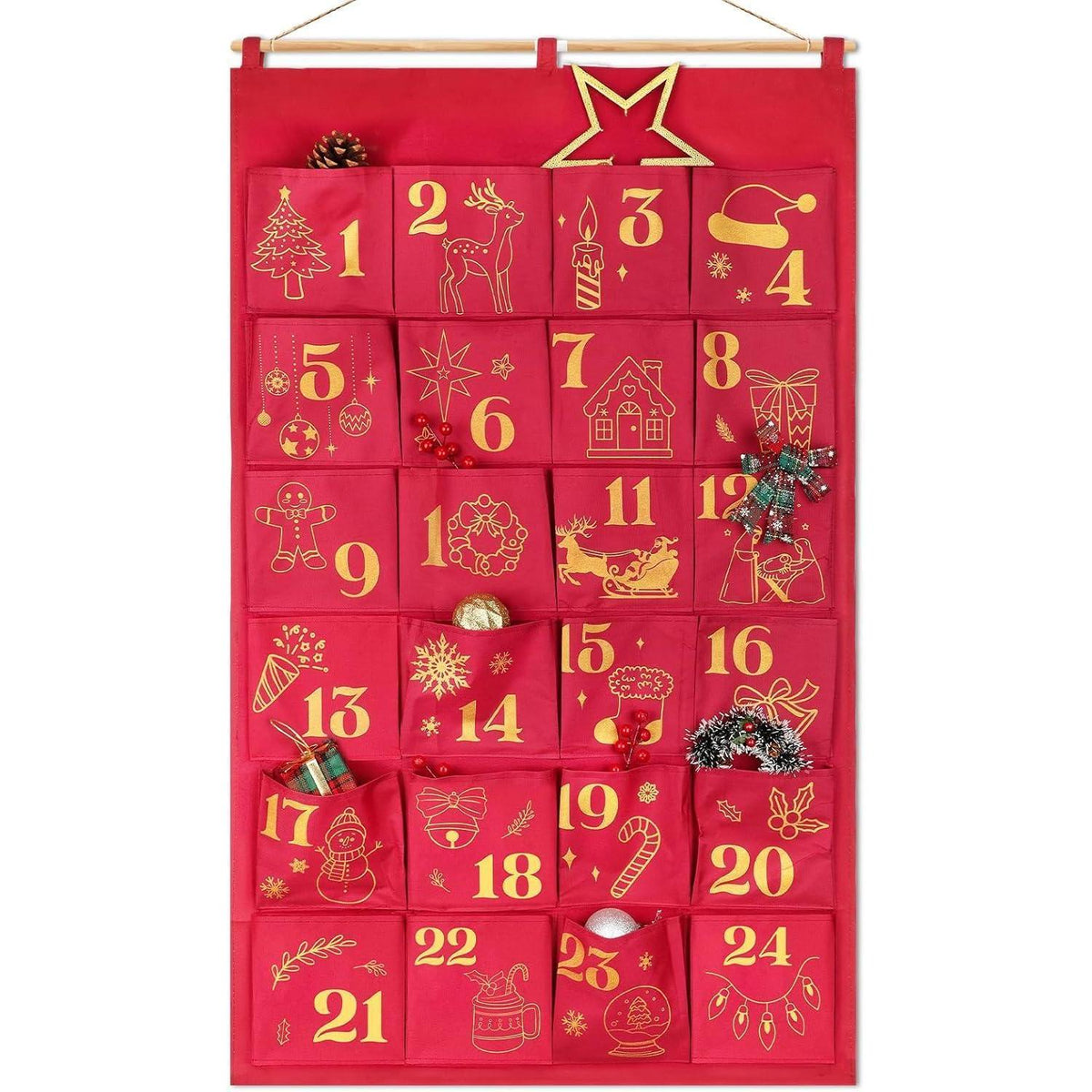 Glitzer Adventskalender zum Befüllen Rotgold Groß