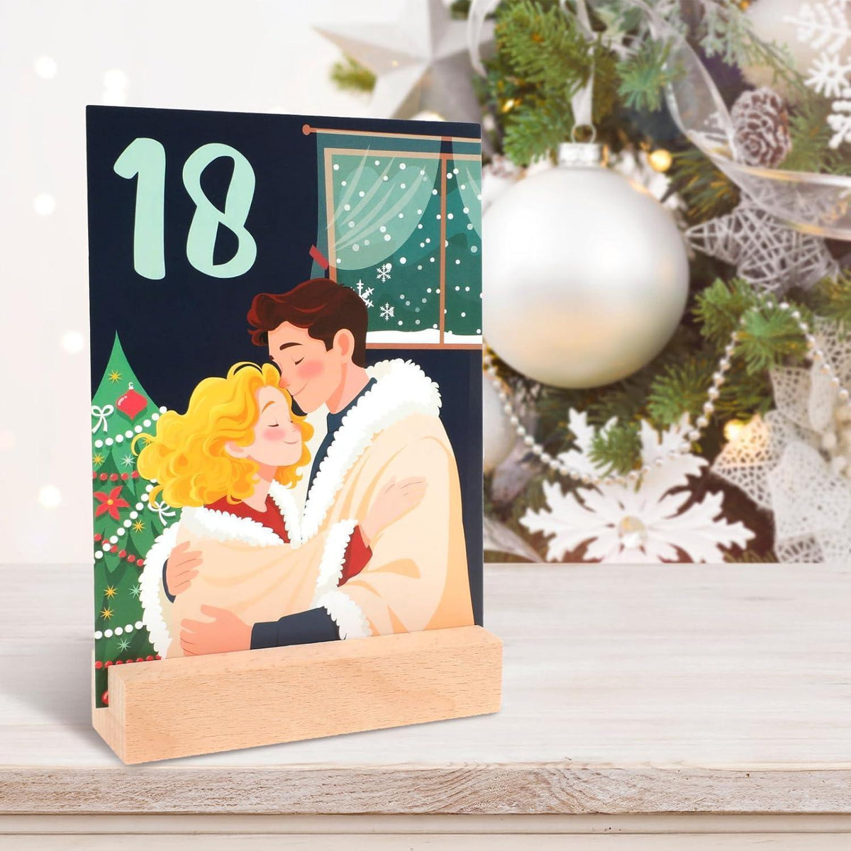Adventskalender für Paare 2026 mit 24 Karten & Holzständer