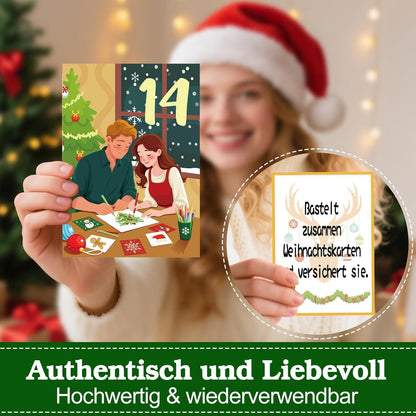 Adventskalender für Paare 2026 mit 24 Karten & Holzständer