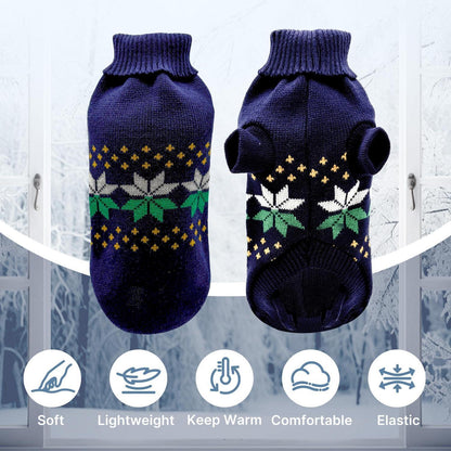 Gestrickter Hundepullover Rollkragen Marineblau XS