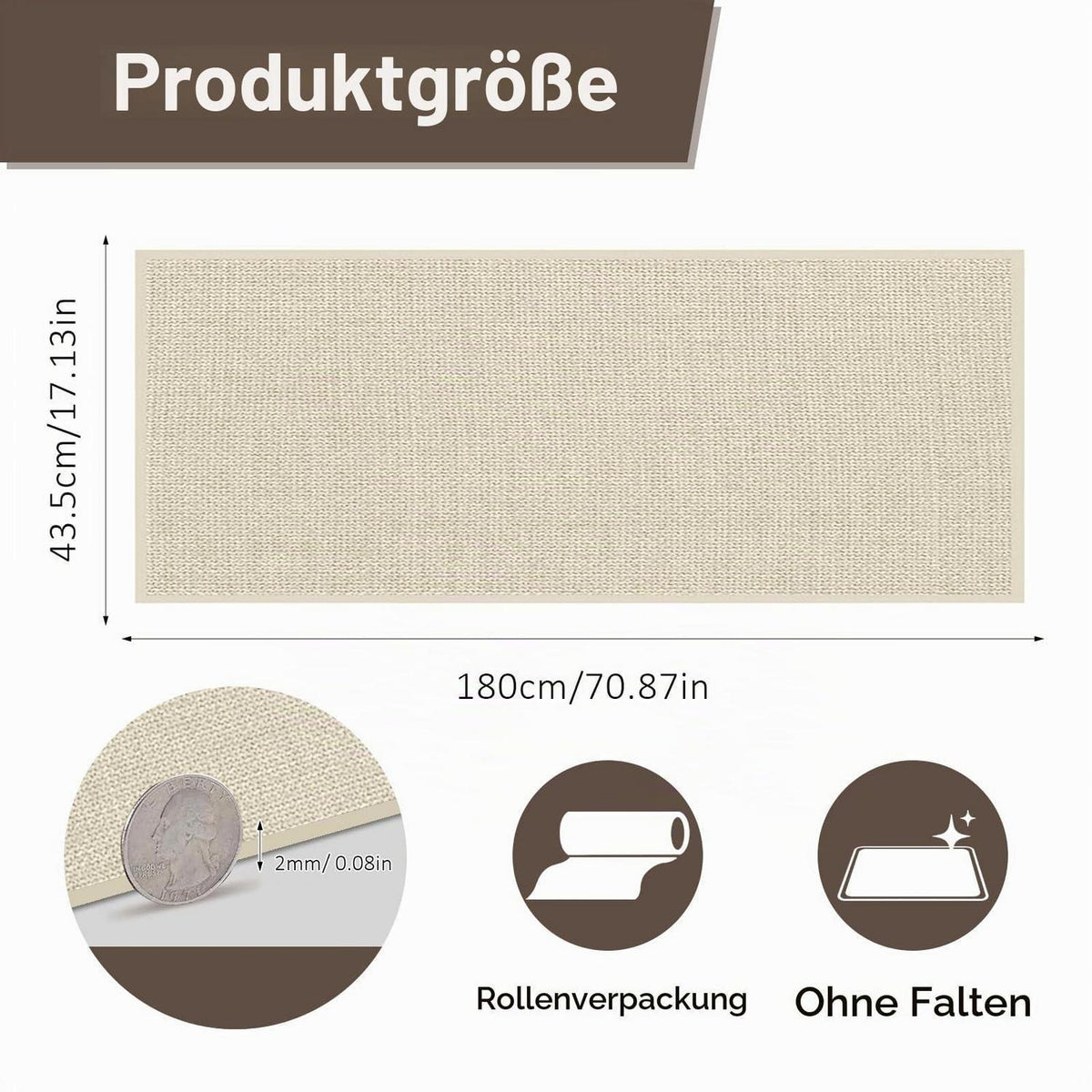 Waschbarer Küchenteppich rutschfest 43.5x180cm – Beige