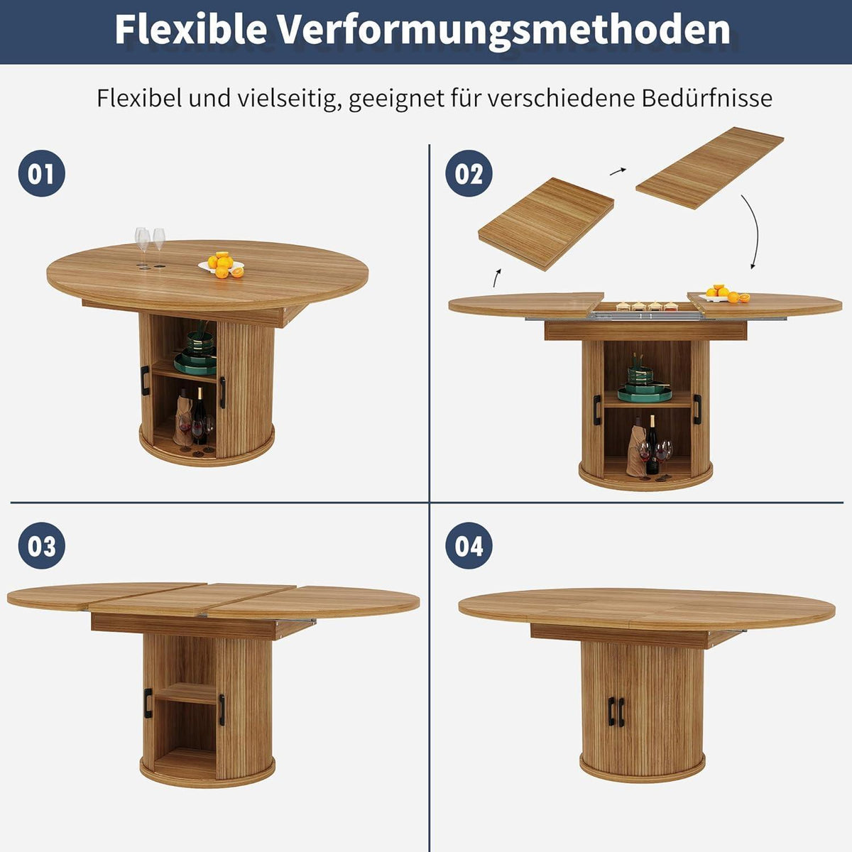 Ausziehbarer Esstisch Walnuss – 118-158 cm, Platz für 6 Personen