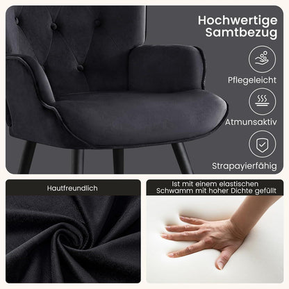 Ohrensessel Samt Schwarz – Skandinavischer Relaxsessel für Wohnzimmer