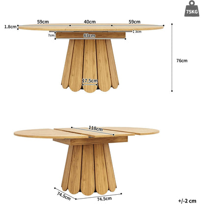 Ausziehbarer Esstisch Holz – 118-158cm, Platz für 6 Personen