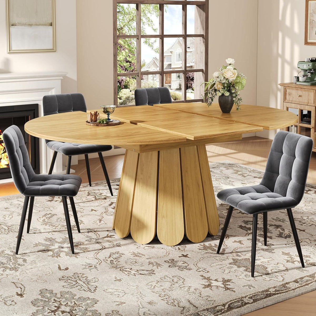 Ausziehbarer Esstisch Holz – 118-158cm, Platz für 6 Personen
