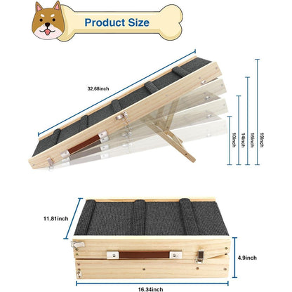 Klappbare Hunderampe Höhenverstellbar 25-48cm – Treppe für Bett & Sofa