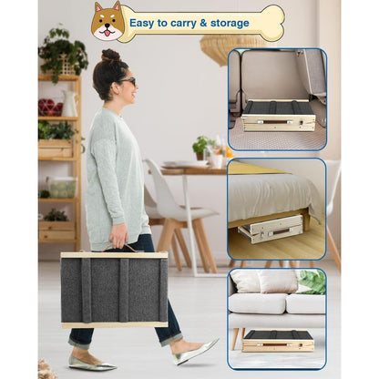 Klappbare Hunderampe Höhenverstellbar 25-48cm – Treppe für Bett & Sofa