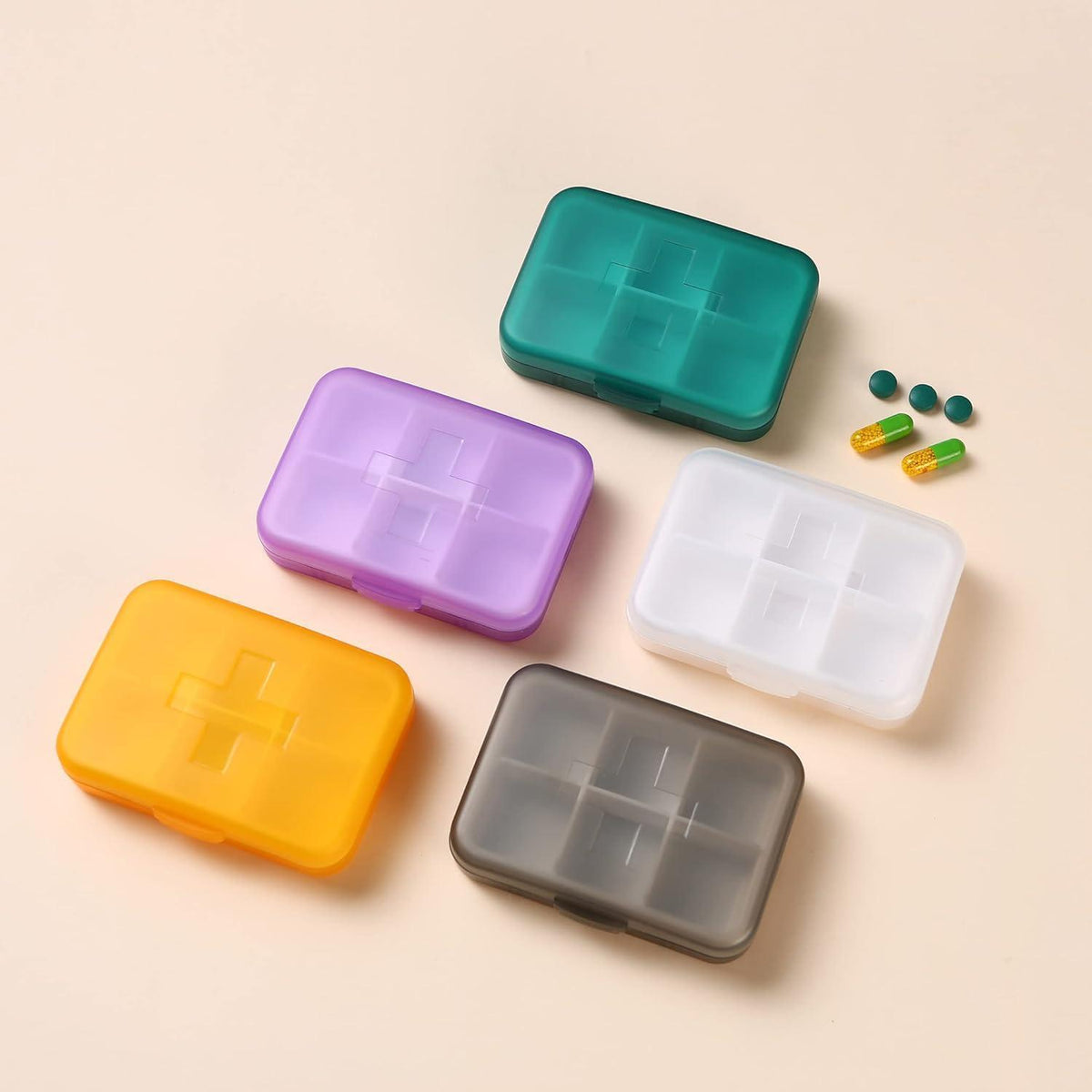 Wöchentliche Pillendose 7 Tage, 6 Fächer, Weiß