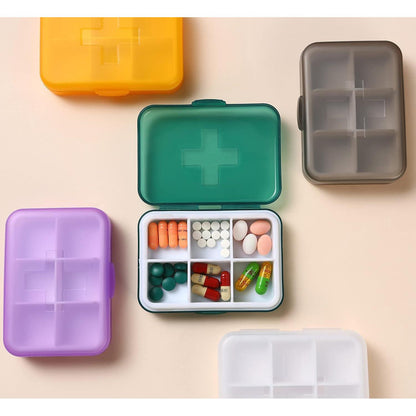 Wöchentliche Pillendose 7 Tage, 6 Fächer, Weiß