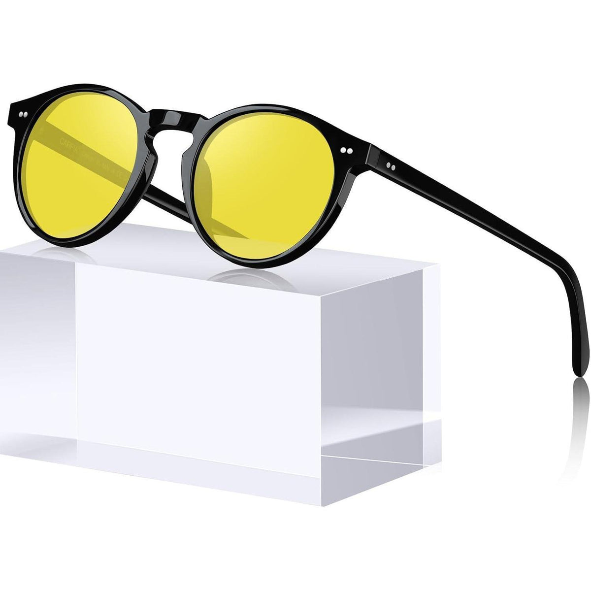 Herren Sonnenbrille polarisiert Vintage UV400 Schutz Gelbton