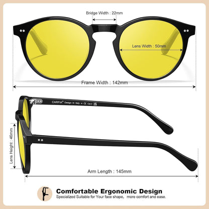 Herren Sonnenbrille polarisiert Vintage UV400 Schutz Gelbton