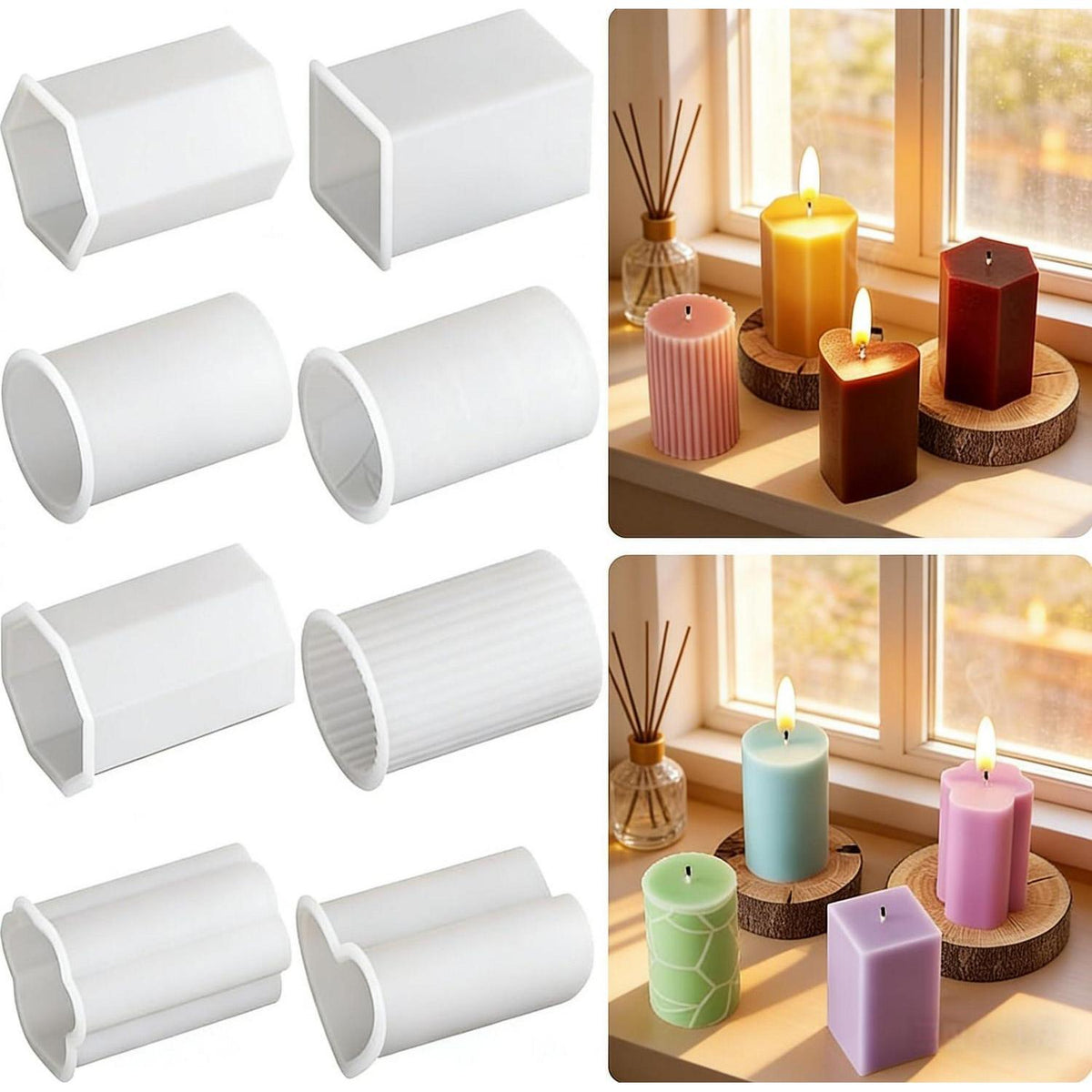Silikon Kerzenformen Set – Geometrische Gießformen für Stumpenkerzen