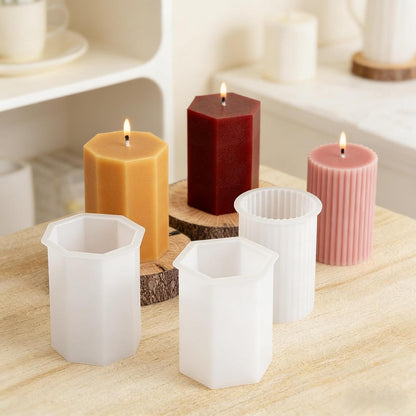 Silikon Kerzenformen Set – Geometrische Gießformen für Stumpenkerzen