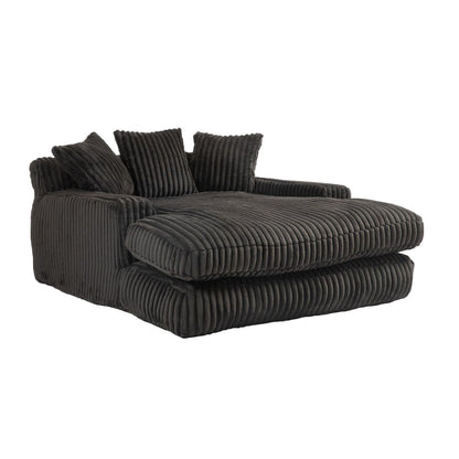 Bequemes Cord Schlafsofa mit Kissen – Wohnzimmer Lounge Sessel Schwarz