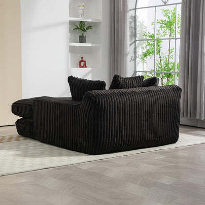 Bequemes Cord Schlafsofa mit Kissen – Wohnzimmer Lounge Sessel Schwarz