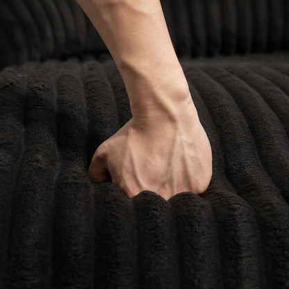 Bequemes Cord Schlafsofa mit Kissen – Wohnzimmer Lounge Sessel Schwarz