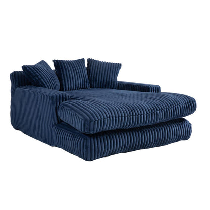 Bequemes Cord-Schlafsofa mit Kissen – Marineblau Loungesessel