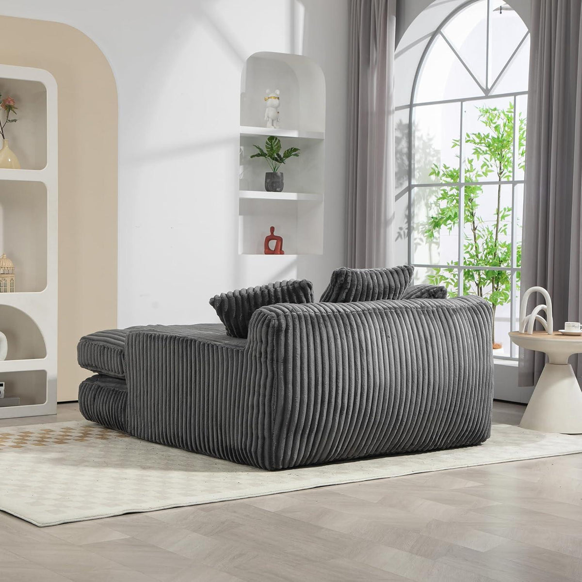 Bequemes Cord-Schlafsofa mit Kissen – Modernes Wohnzimmer Sofa