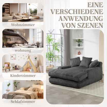 Bequemes Cord-Schlafsofa mit Kissen – Modernes Wohnzimmer Sofa
