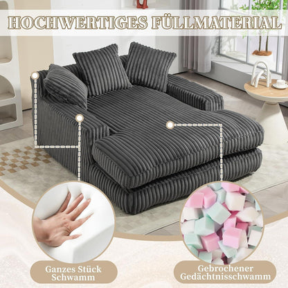 Bequemes Cord-Schlafsofa mit Kissen – Modernes Wohnzimmer Sofa