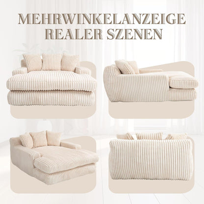 Bequemes Cord Schlafsofa mit Kissen – Loungesessel für Wohnzimmer