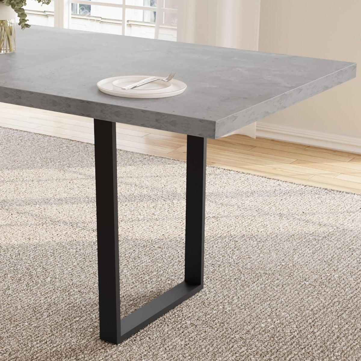 Ausziehbare Essgruppe mit Tisch und 6 Stühlen – Beige