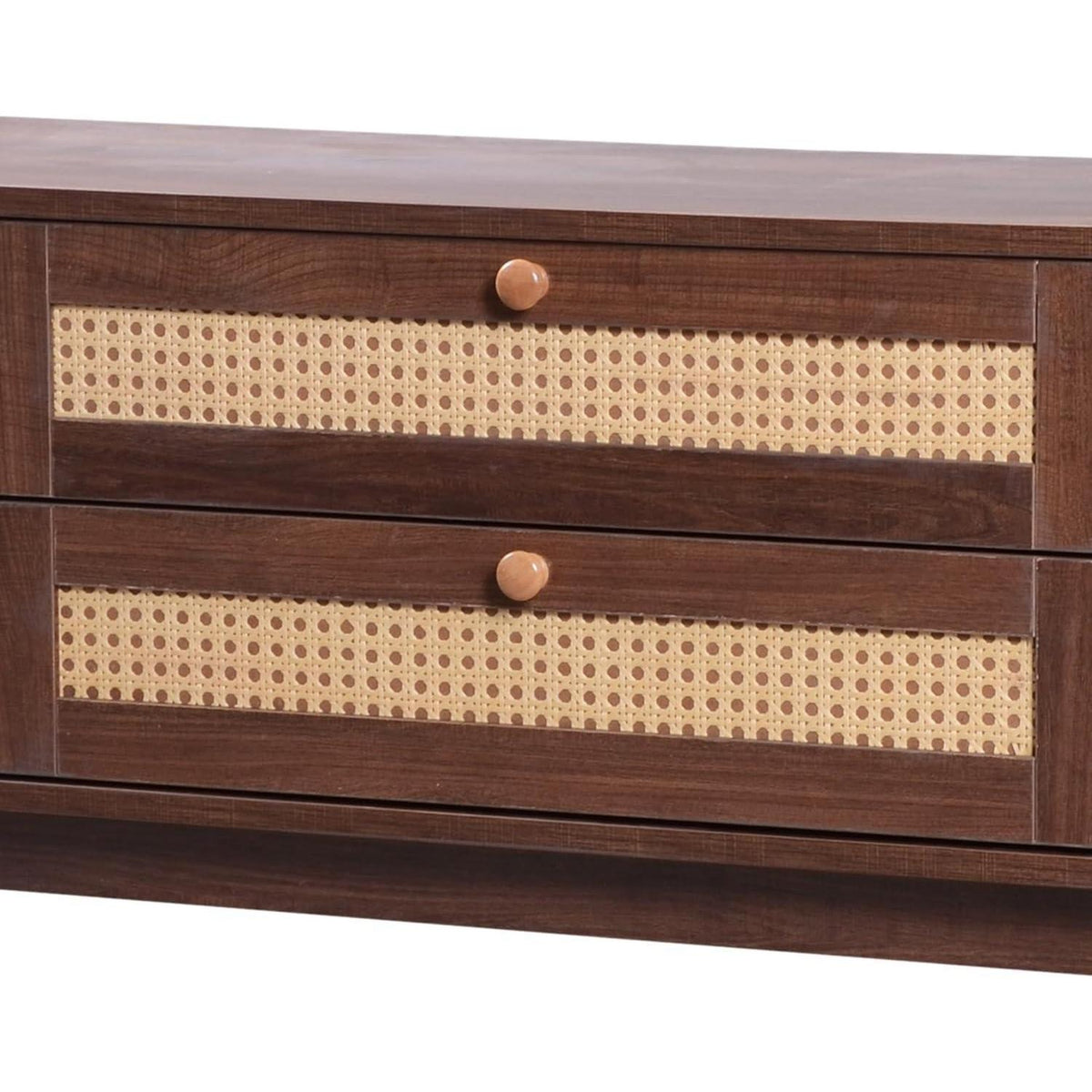 Landhaus TV-Bank Holz mit Rattan Schubladen 170cm