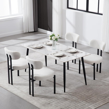 Ya-Home Esszimmerstühle 4er Set, Runde Boucle Stühle Weiß