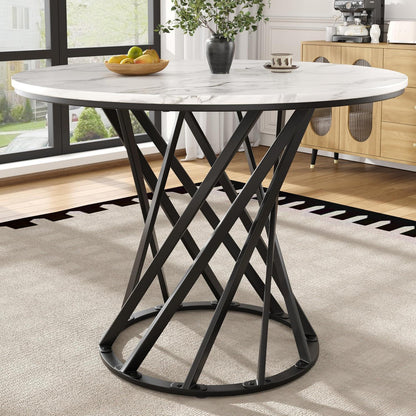 Runder Esstisch Weiß Marmor Optik 80x80cm Modern