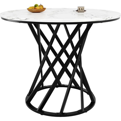 Runder Esstisch Weiß Marmor Optik 80x80cm Modern