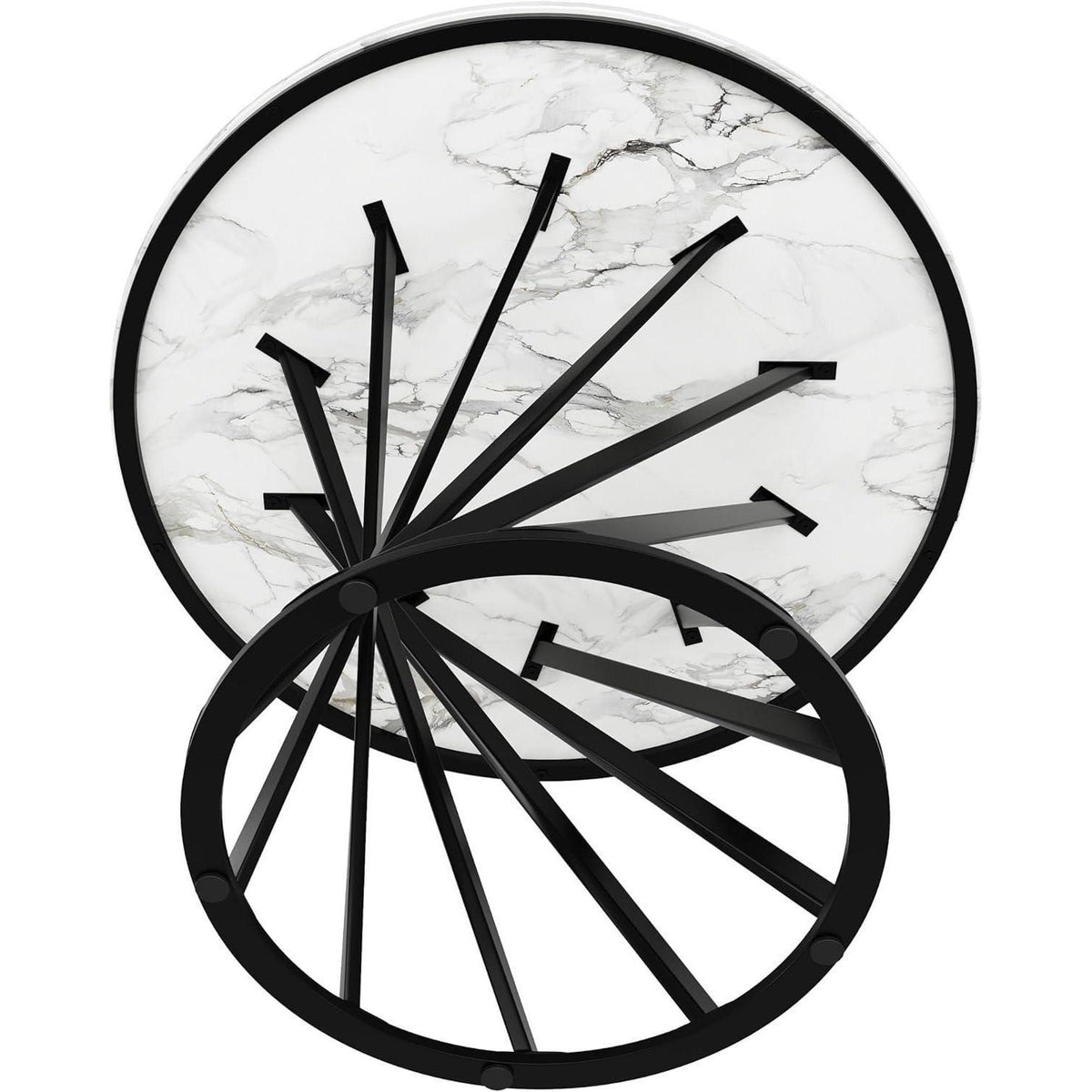 Runder Esstisch Weiß Marmor Optik 80x80cm Modern