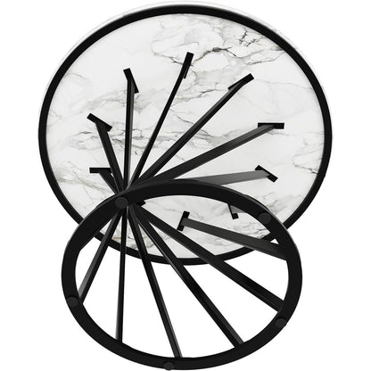 Runder Esstisch Weiß Marmor Optik 80x80cm Modern