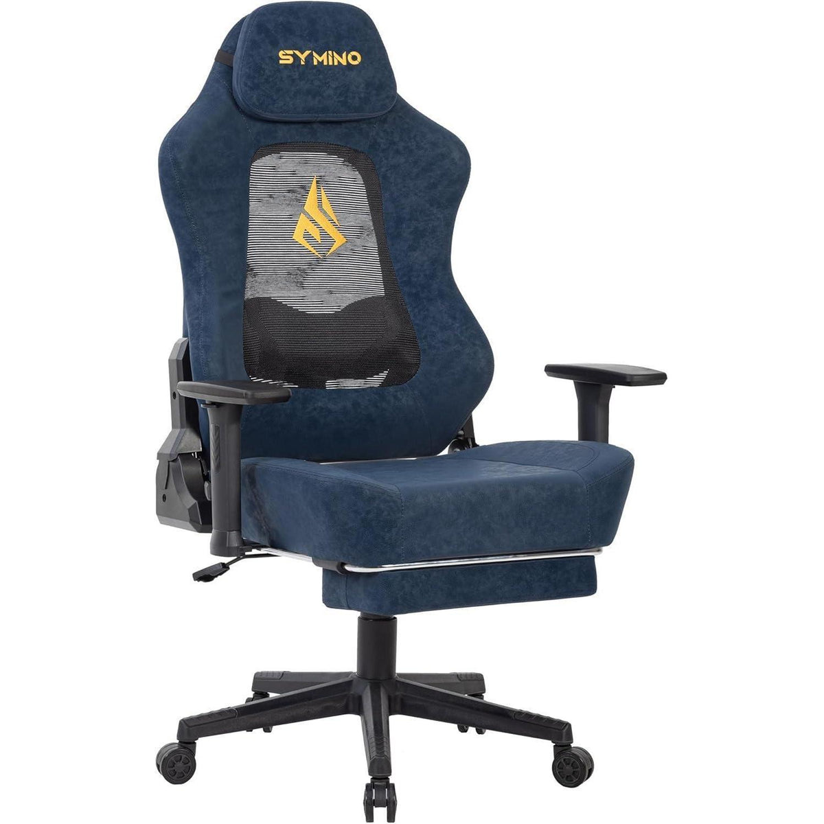 Gaming Stuhl Dunkelblau mit 3D-Lendenwirbelstütze & Wippfunktion