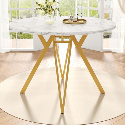 Runder Esstisch 100cm Marmor Optik – Modern & Stabil