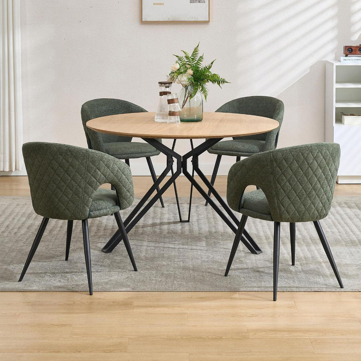 Esszimmerstühle Set 4 Grün – Polsterstühle mit Metallbeinen