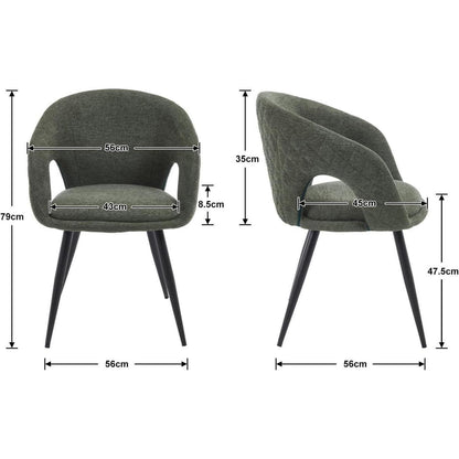 Esszimmerstühle Set 4 Grün – Polsterstühle mit Metallbeinen