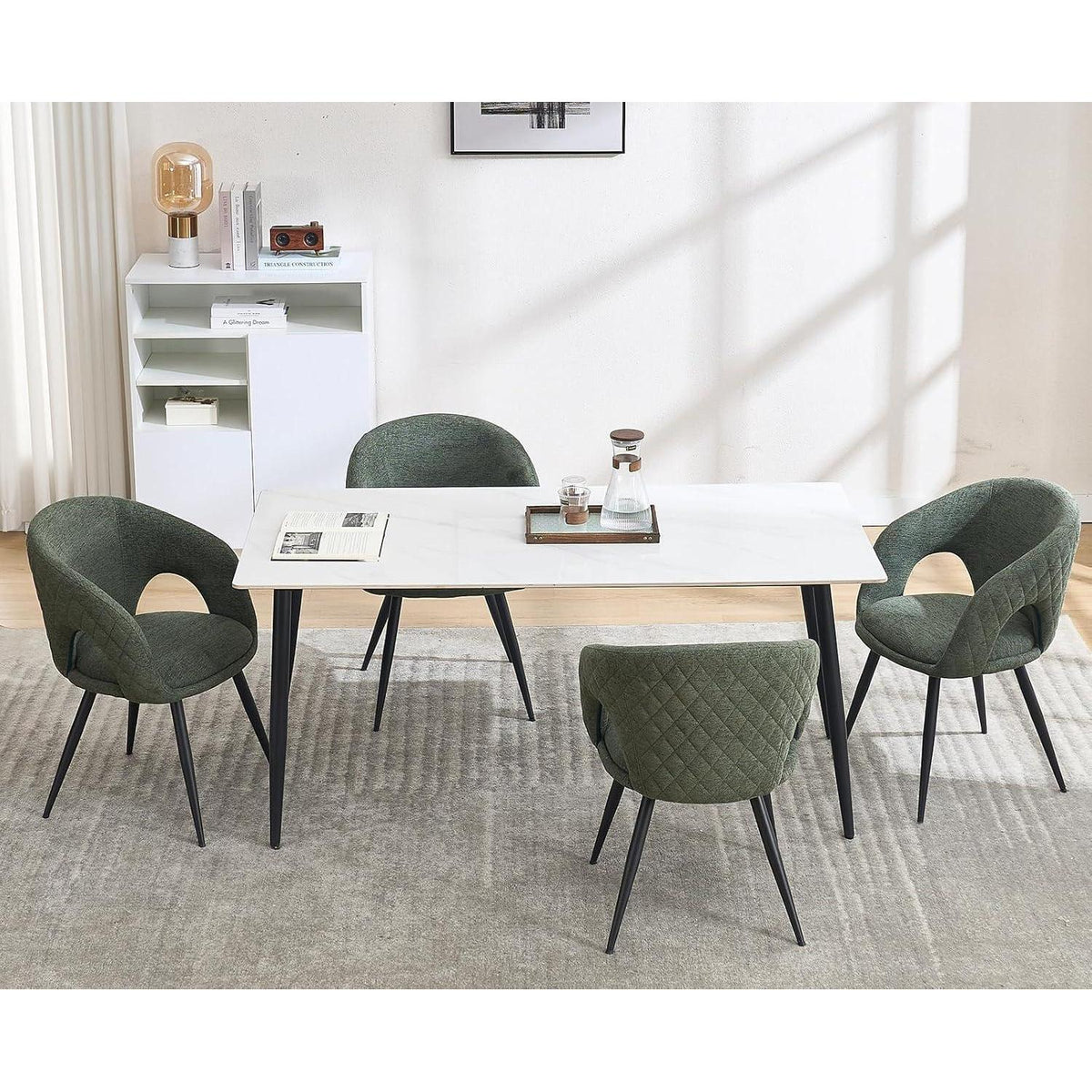 Esszimmerstühle Set 4 Grün – Polsterstühle mit Metallbeinen